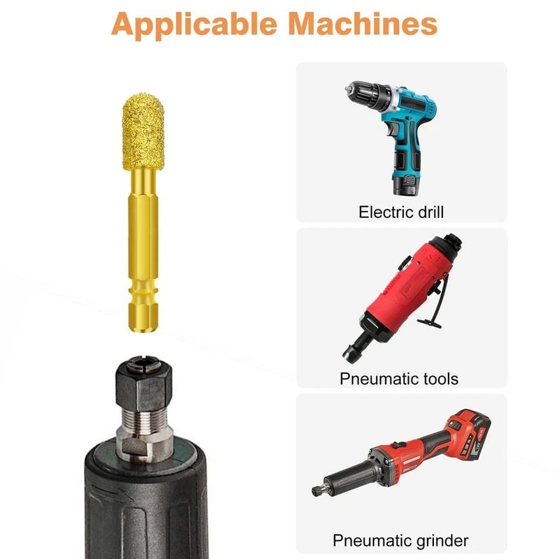 Rotary Burr Set Diamond Grinding Bits Hex Shank For Glass Stone Tile 3