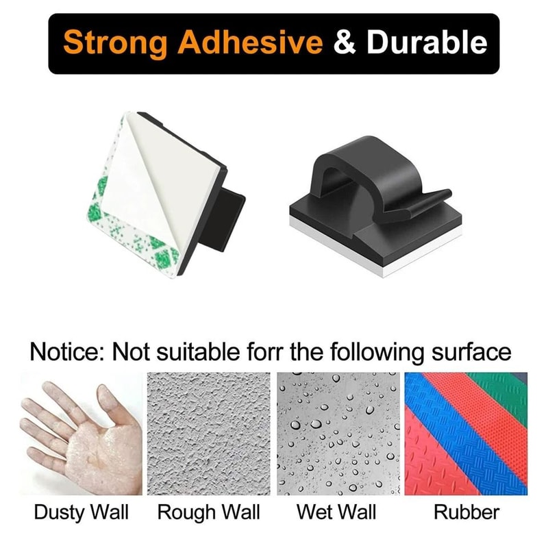 SelfAdhesive Cable Clips For Cord Management Wire Tie Holders Clamp Organizer 1