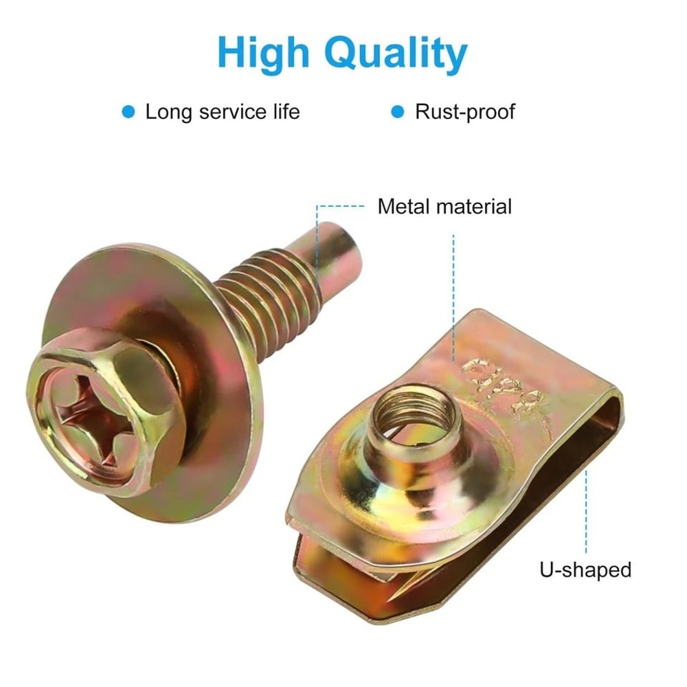 HeavyDuty Metal Car Body Bolt U Nut Clip Kit For Quick Fixing 5