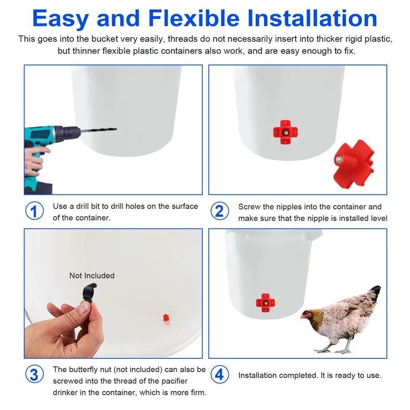 Poultry Drinking System With Automatic Waterer And Chicken Nipples Ideal For Ducks Hens And Quails 4