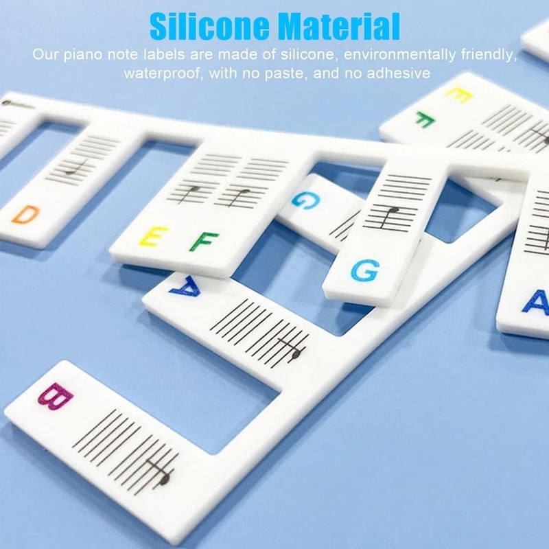 Reusable Piano Stickers Removable Silicone Keyboard Note Labels For Easy Learning 6