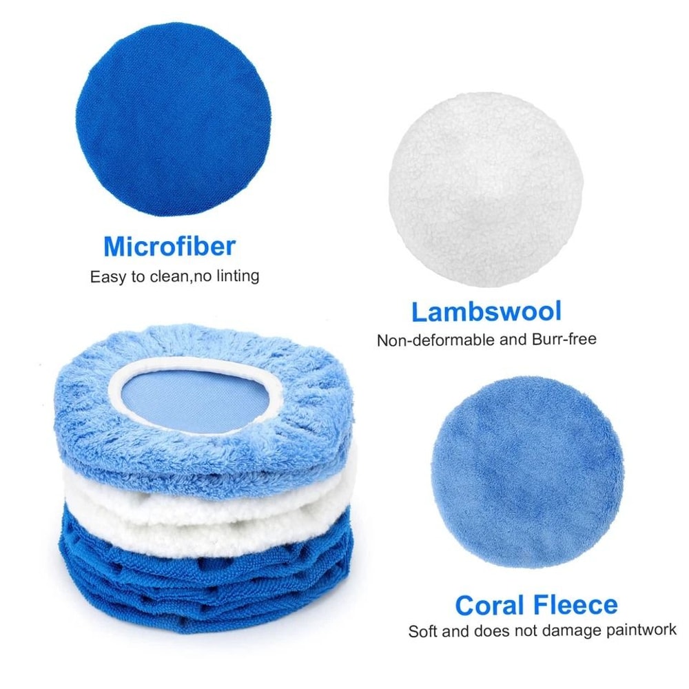 Car Buffing Wax Pads Set Microfiber Wool Coral Fleece For Polishing And Paint Protection 5