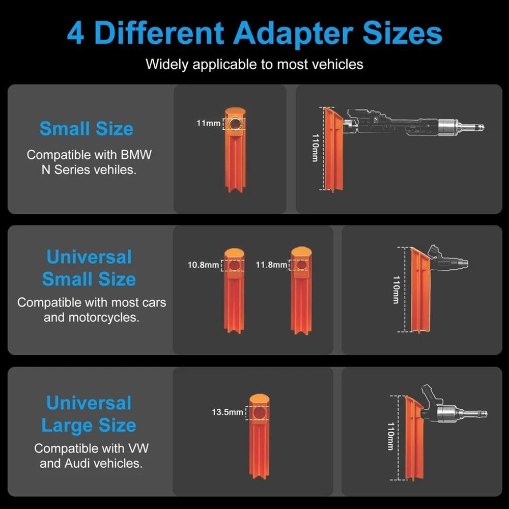Injector Tester Cleaner Universal Adapter Kit DIY Fuel System Repair Tools 3