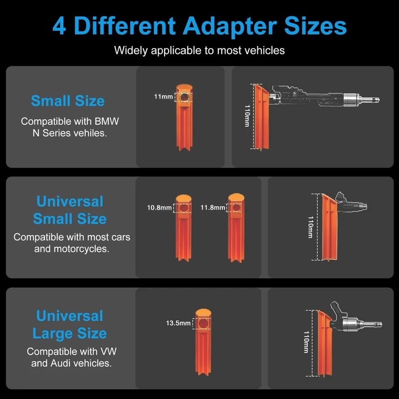 Injector Tester Cleaner Universal Adapter Kit DIY Fuel System Repair Tools 3