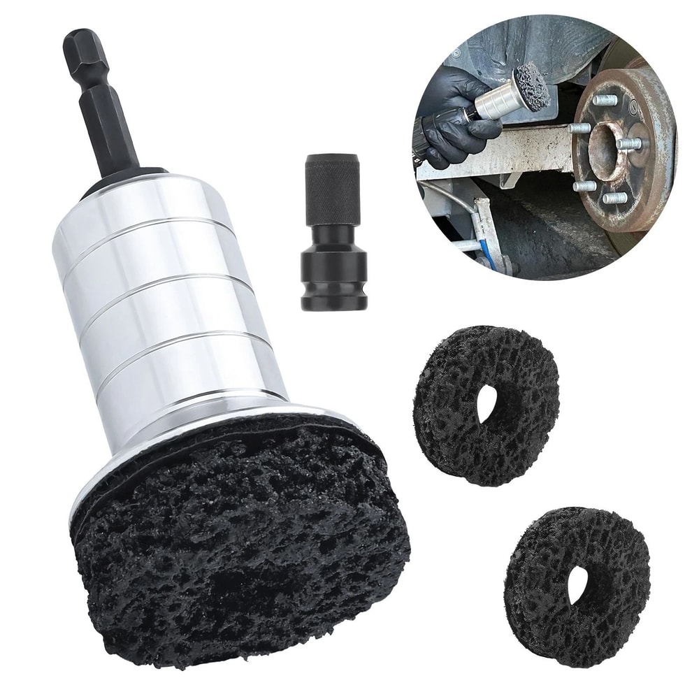 Car Rust Remover Wheel Stud Cleaner Hub Resurfacing Kit Brake Disc Polishing Tool 2