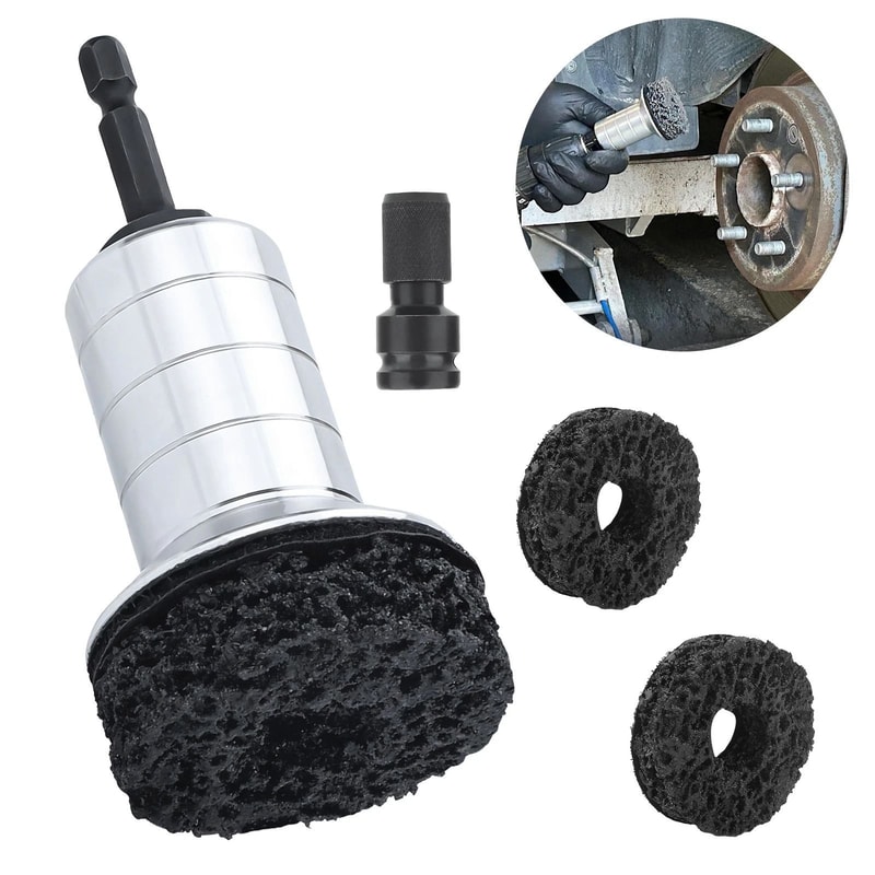 Car Rust Remover Wheel Stud Cleaner Hub Resurfacing Kit Brake Disc Polishing Tool 2