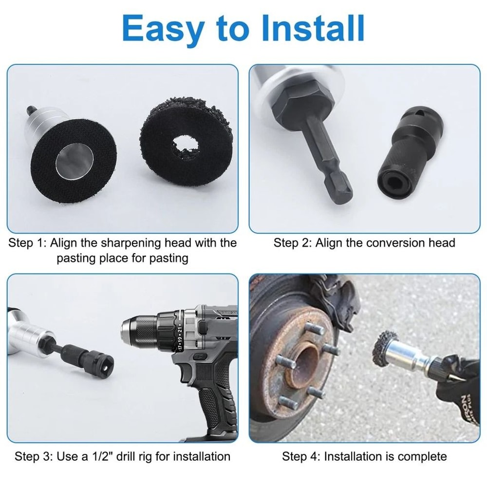 Car Rust Remover Wheel Stud Cleaner Hub Resurfacing Kit Brake Disc Polishing Tool 3