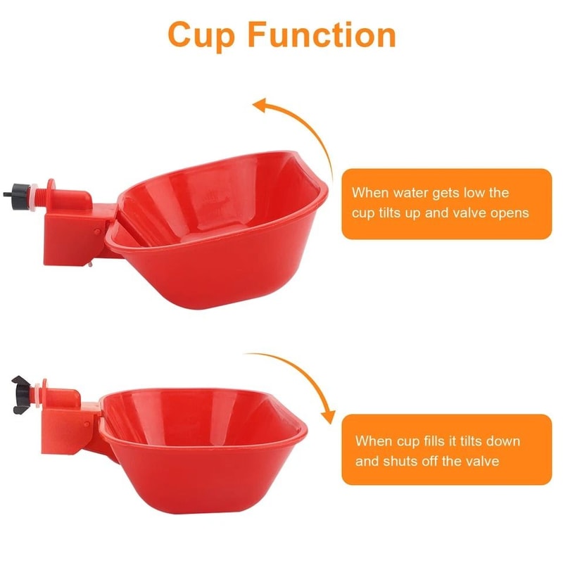 Coop Bucket Setup Red Automatic Chicken Waterer Cups With Drill Bit For Poultry Birds 3