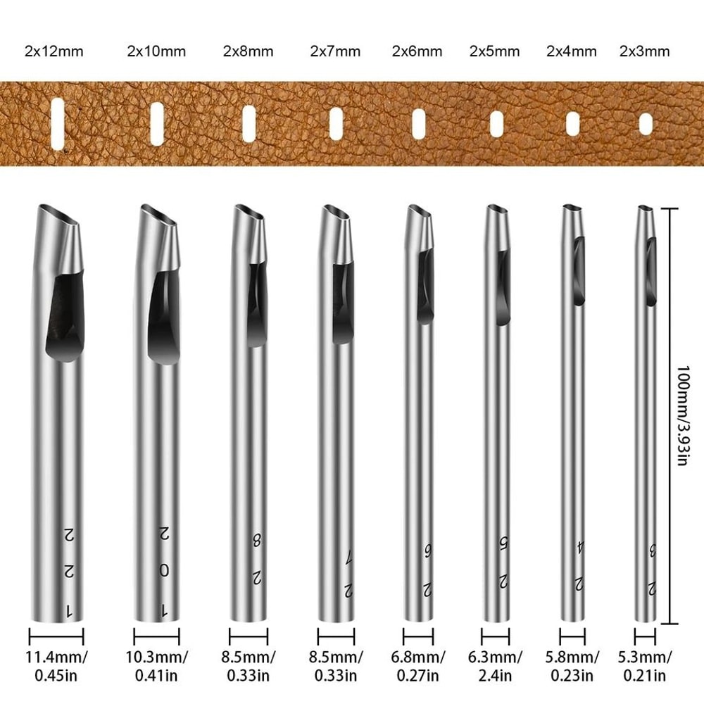 Leather Punch Set Heavy Duty Oval Shape Punches Precision Hole Punch Tool 6
