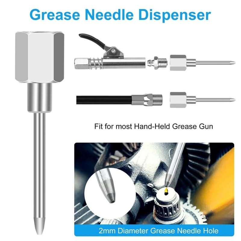Grease Gun Kit With Flex Hose Grease Needles Zerk Fitting Cleaner And More For Maintenance 2