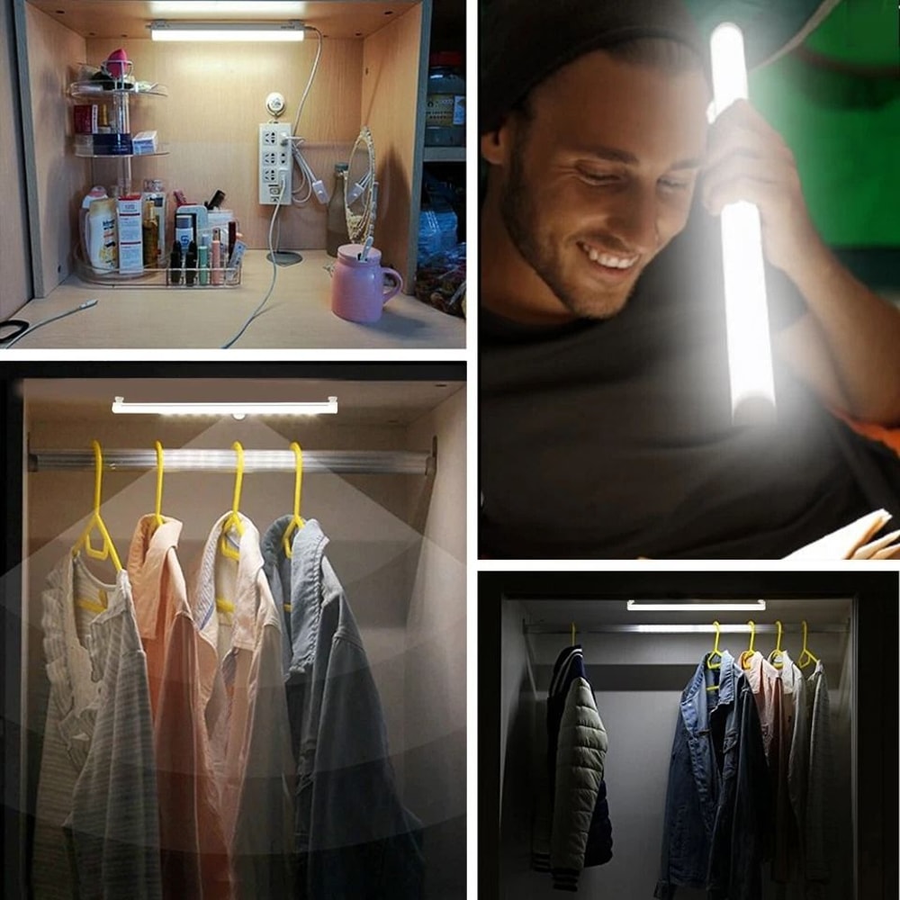 USB Powered Under Cabinet Lights Closet Strip Bar Lamp Magnetic LED Shelf Lighting 1