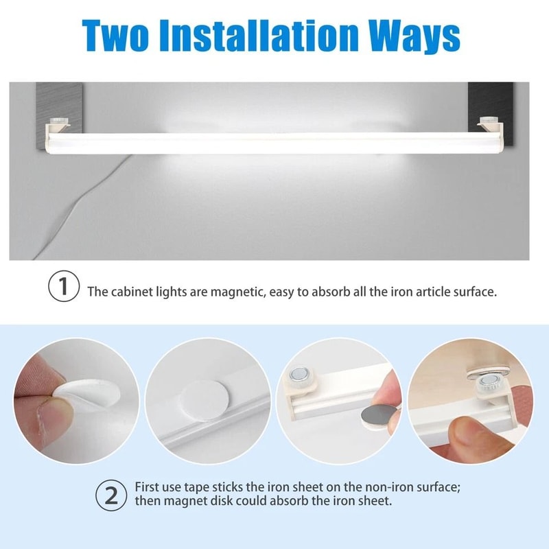 USB Powered Under Cabinet Lights Closet Strip Bar Lamp Magnetic LED Shelf Lighting 4