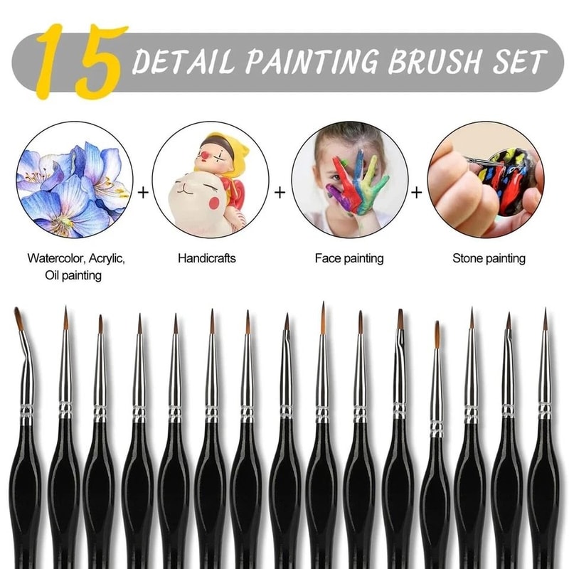 Fine Tip Miniature Brushes Set For Art Model Craft Oil Painting Nail Art Projects 3