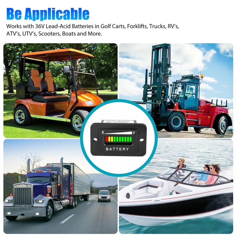 Battery Indicator Meter Gauge For Golf Carts Accurate LED Display Weatherproof 3