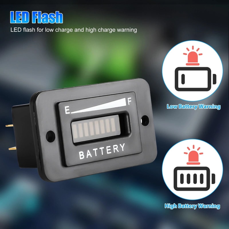 Battery Indicator Meter Gauge For Golf Carts Accurate LED Display Weatherproof 9