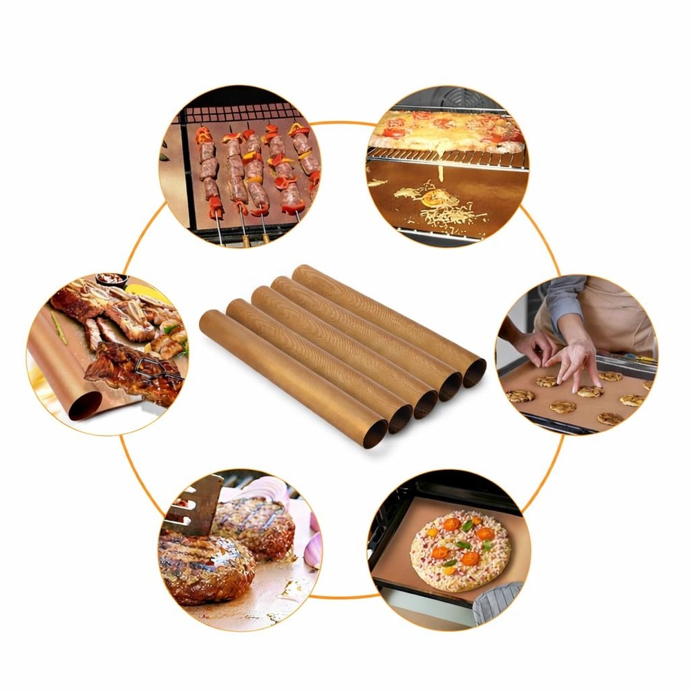 NonStick Copper Grill Mats Reusable BBQ Pad Baking Oven Sheet Liner Cooking Copper Mats 0