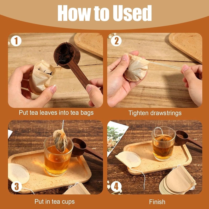 Disposable Empty Tea Bags Drawstring Seal Teabags For Herbs Tea Brewing 4