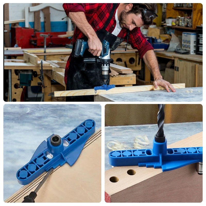 Woodworking Doweling Drill Guide Locator SelfCentering Pocket Hole Jig Kit For Accurate Drilling 1