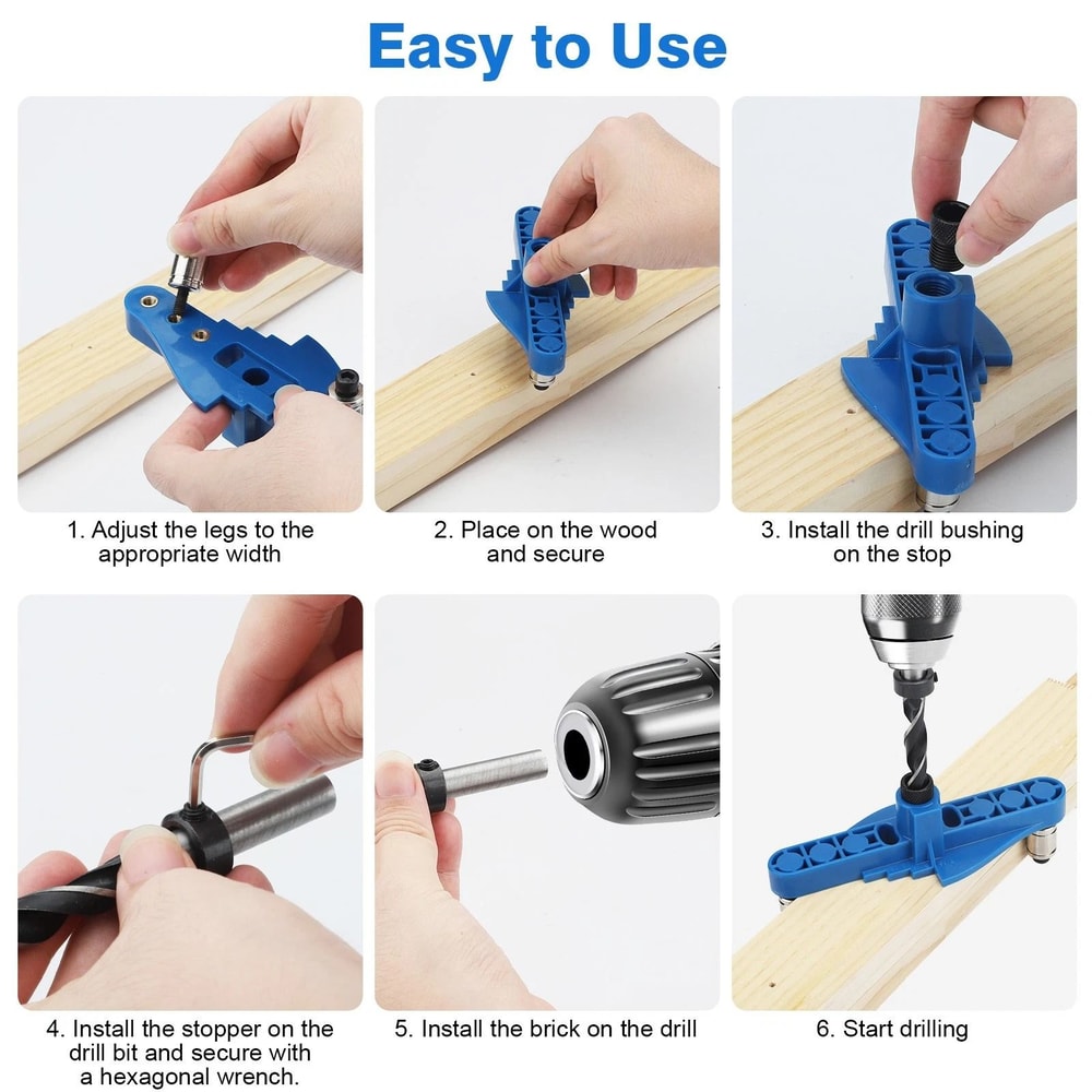 Woodworking Doweling Drill Guide Locator SelfCentering Pocket Hole Jig Kit For Accurate Drilling 3