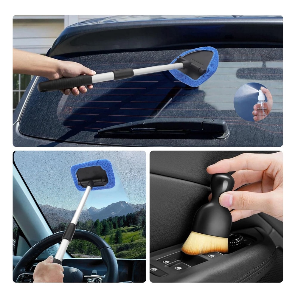 Microfiber Car Window Windshield Cleaning Tool Wiper Cleaner Glass Brush Set For Clear Auto Visibil 1