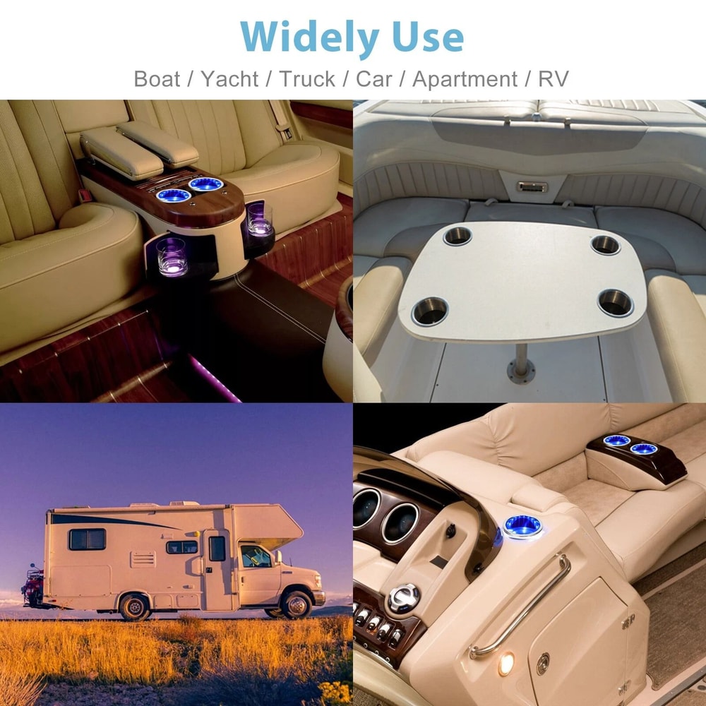 Waterproof Stainless Steel Cup Holder With Blue LED Light 3