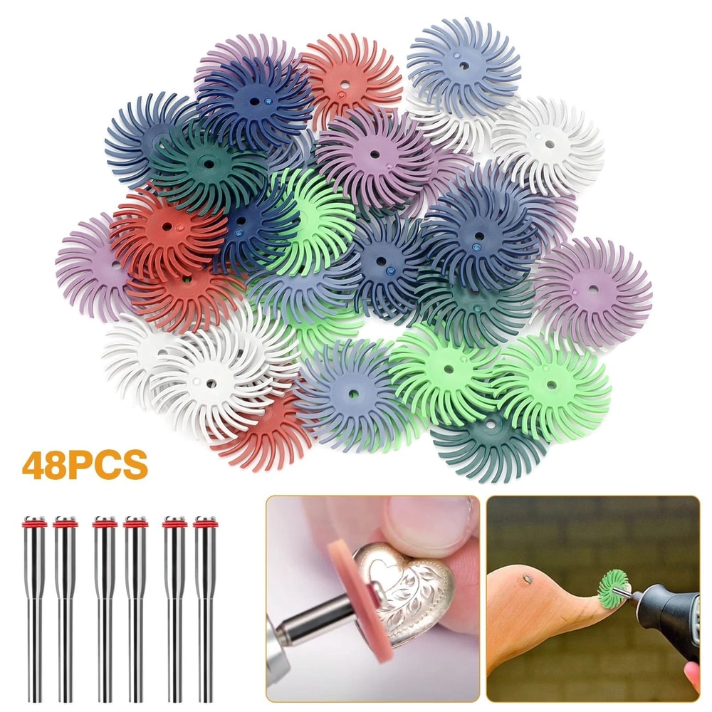 Radial Bristle Disc Kit Shank Set Mixed Grit For Polishing And Finishing 7