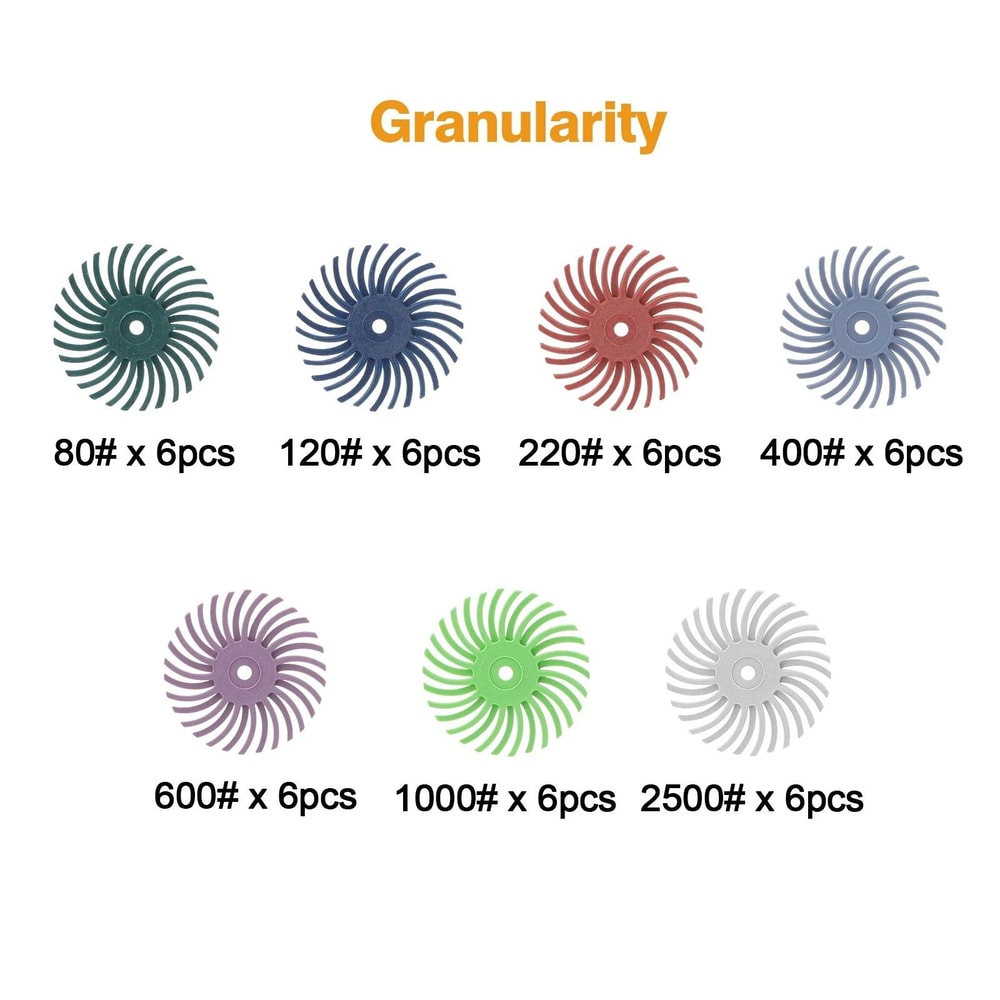 Radial Bristle Disc Kit Shank Set Mixed Grit For Polishing And Finishing 6