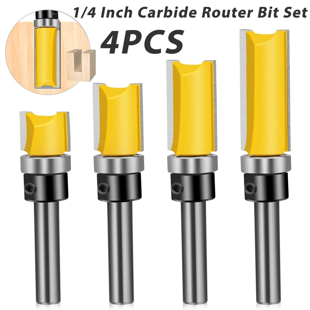 Flush Trim Router Bit Set Carbide Top Bearing Perfect For Woodworking Projects 8