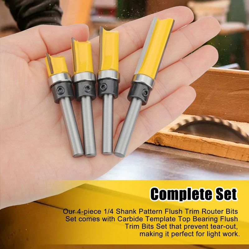 Flush Trim Router Bit Set Carbide Top Bearing Perfect For Woodworking Projects 3