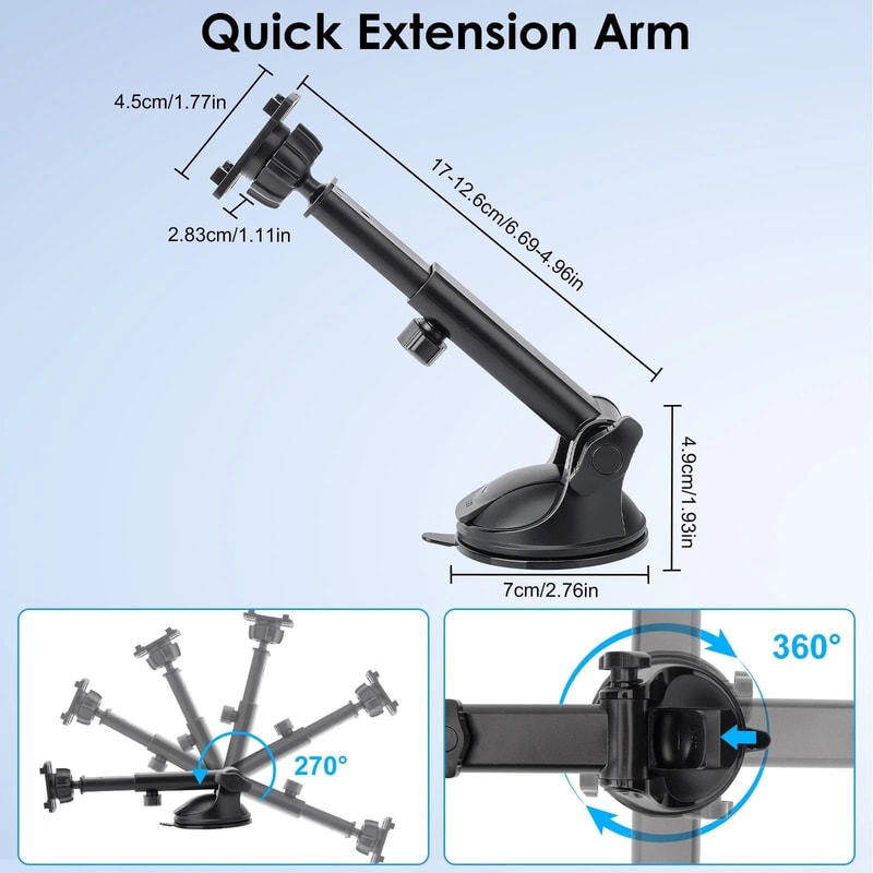 Suction Cup Mount For CarPlay Screens Rotatable Dashboard Windshield Holder 3