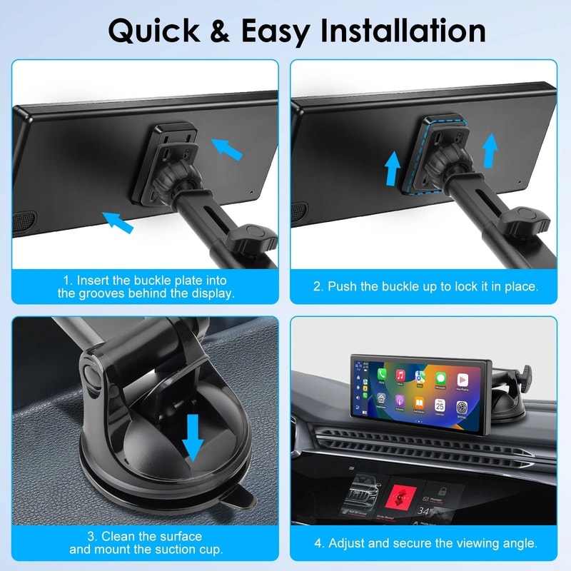 Suction Cup Mount For CarPlay Screens Rotatable Dashboard Windshield Holder 4