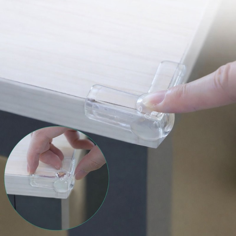 Soft Silicone Corner Protectors Transparent TShaped Furniture Edge Guards 0