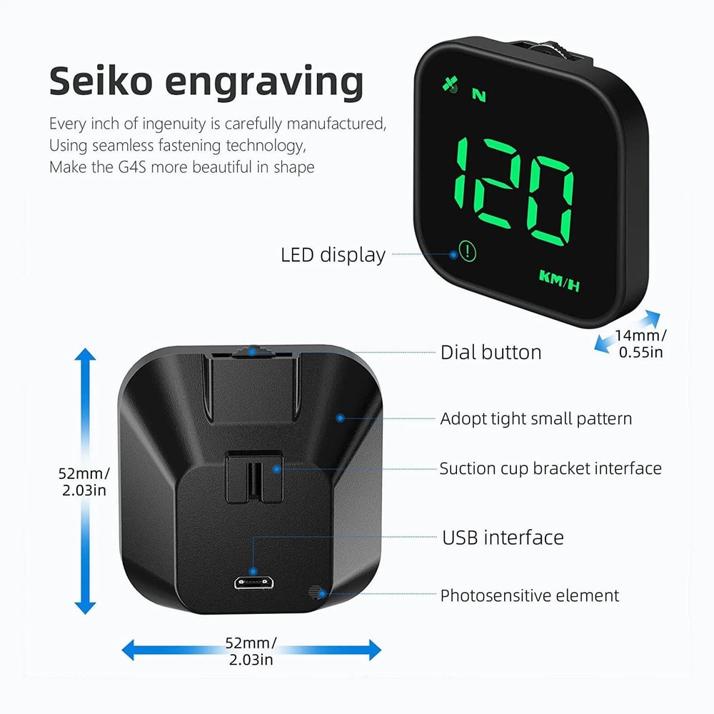 GPS Speedometer Car Head Up Display With Compass And Overspeed Alarm 1