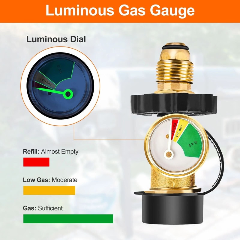 Universal Propane Tank Gas Gauge With Builtin Pressure Meter HeavyDuty Brass Construction For Safe 2