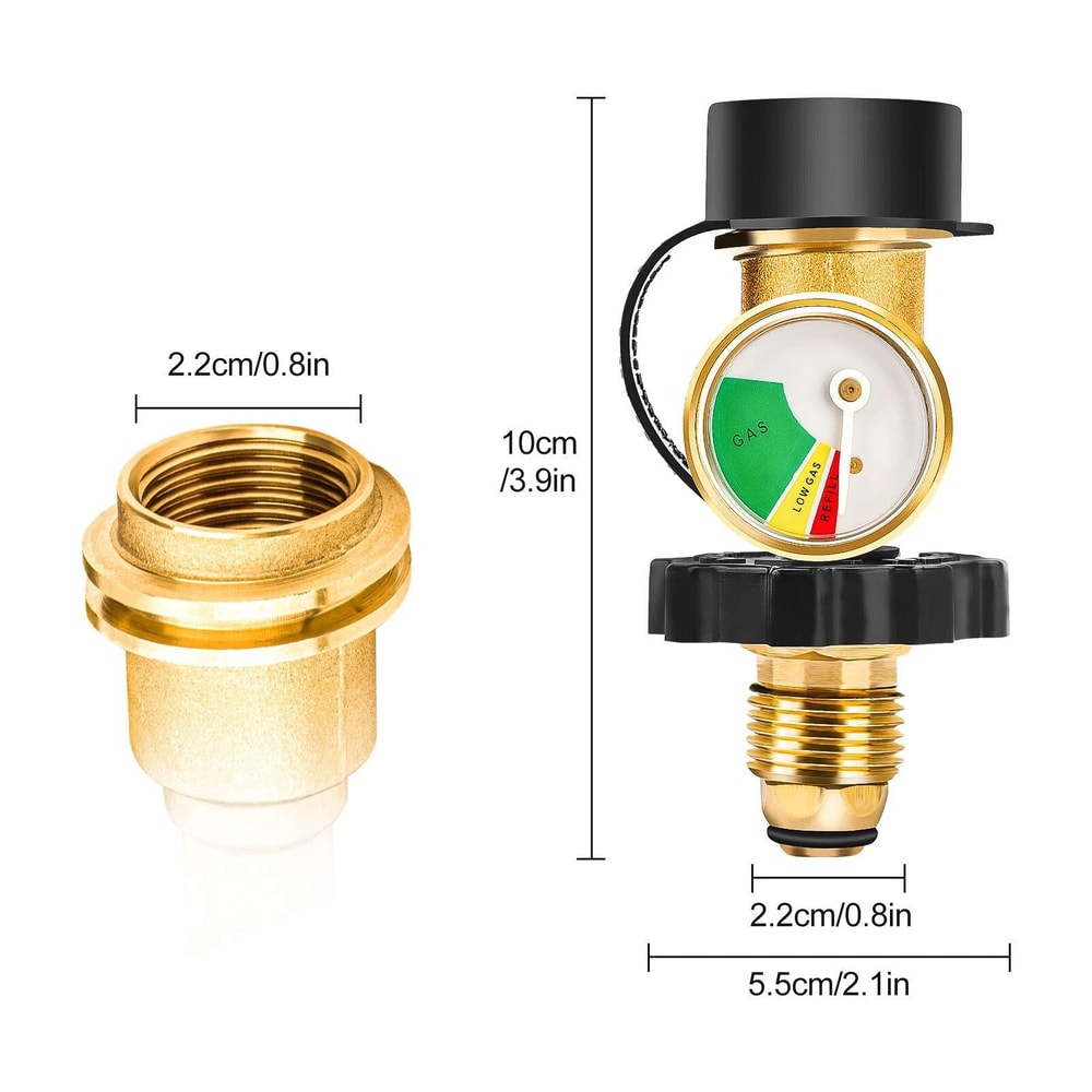 Universal Propane Tank Gas Gauge With Builtin Pressure Meter HeavyDuty Brass Construction For Safe 5