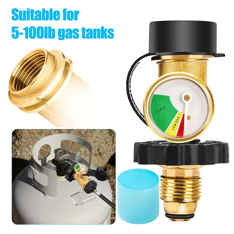 Universal Propane Tank Gas Gauge With Builtin Pressure Meter HeavyDuty Brass Construction For Safe 3