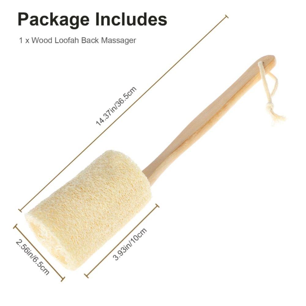 Exfoliating Wood Loofah Back Scrubber Brush Long Handle Massage Body Shower Brush 0