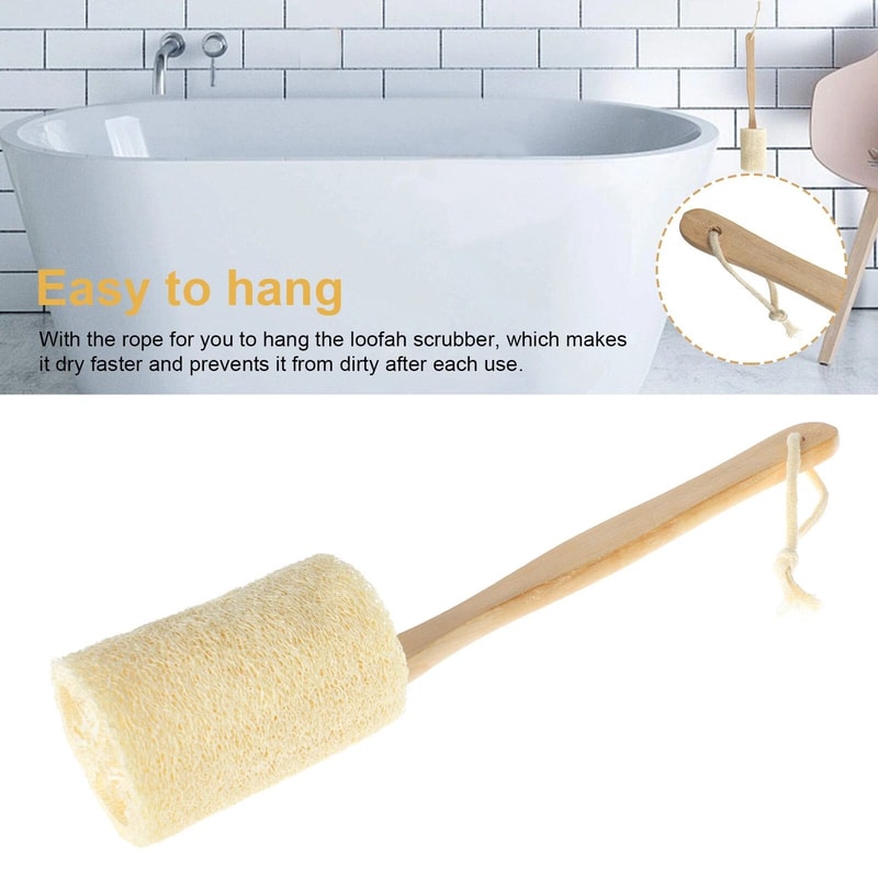 Exfoliating Wood Loofah Back Scrubber Brush Long Handle Massage Body Shower Brush 3