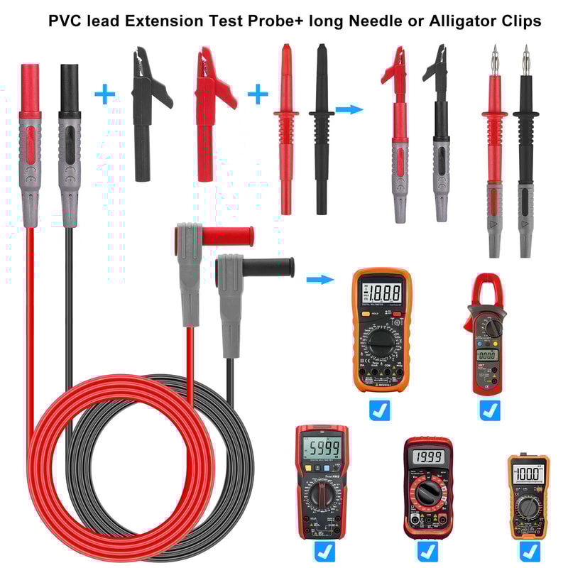 Automotive Test Probe Lead Kit Multimeter Piercing Wire Clip Tool 3