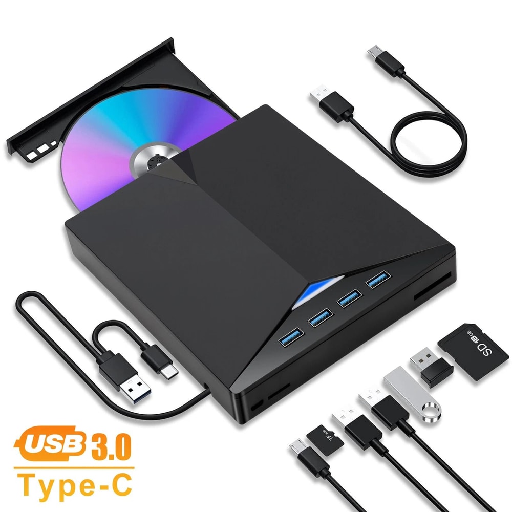 USB Slim External CD DVD RW Drive Burner Player For Laptop PCs Black 7
