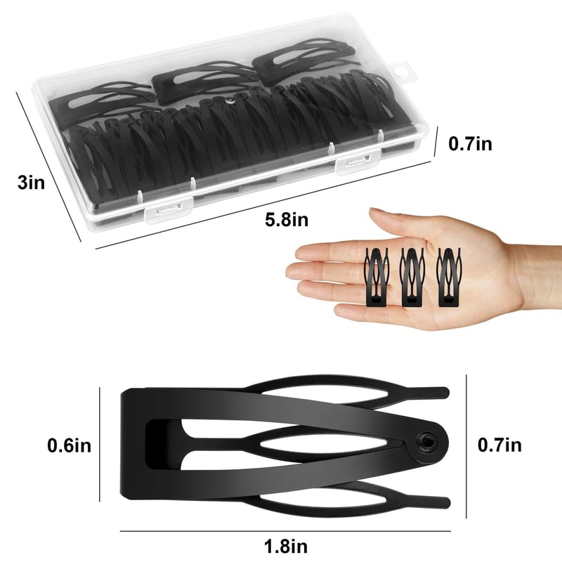 Snap Hair Clips Black Metal Double Grip Hair Barrettes For Thick And Thin Hair 4