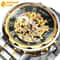 Stainless Steel Skeleton Men Gold Tone Luminous Automatic Mechanical Wristwatch 4