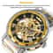 Stainless Steel Skeleton Men Gold Tone Luminous Automatic Mechanical Wristwatch 5