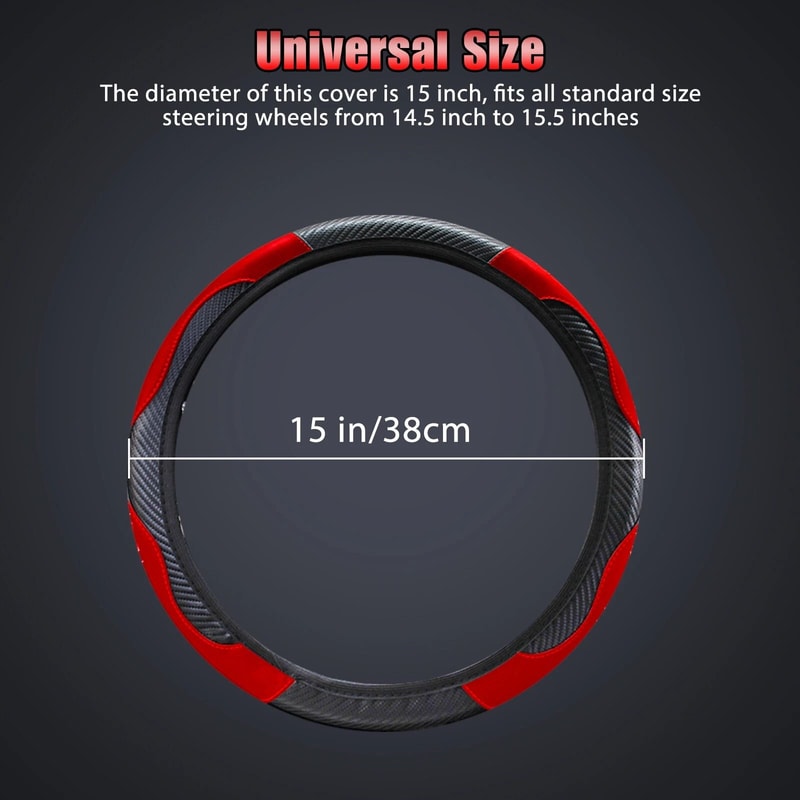 Black Steering Wheel Cover Leather Car Accessories AntiSlip For Safe Driving 3