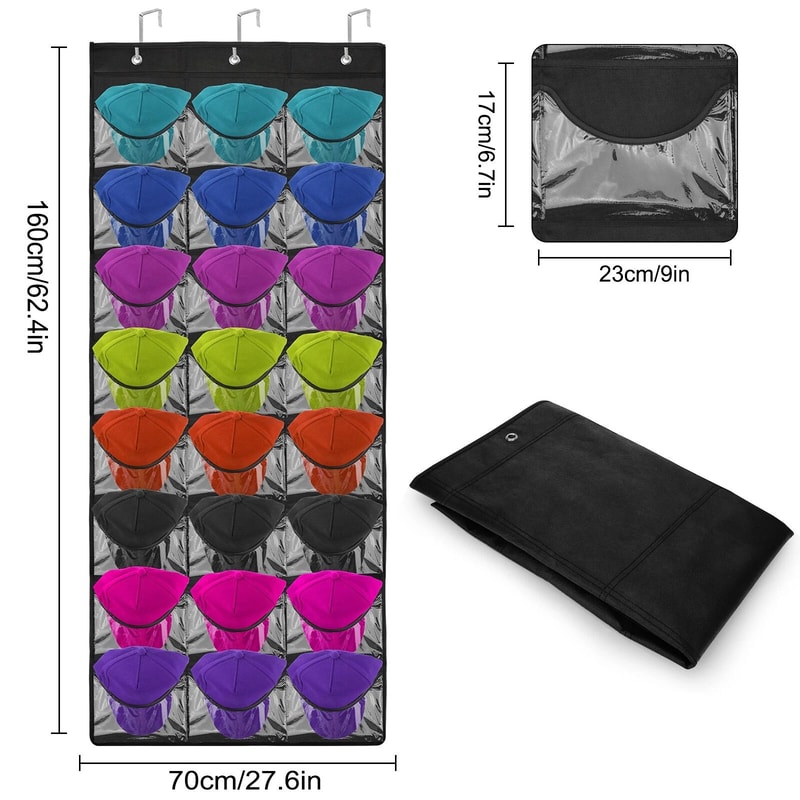 Baseball Cap Storage Holder Over Door Hat Organizer Rack Deep Pockets For Closet 0