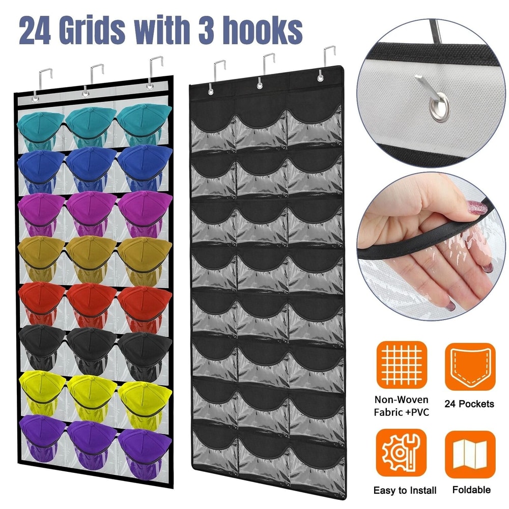 Baseball Cap Storage Holder Over Door Hat Organizer Rack Deep Pockets For Closet 2