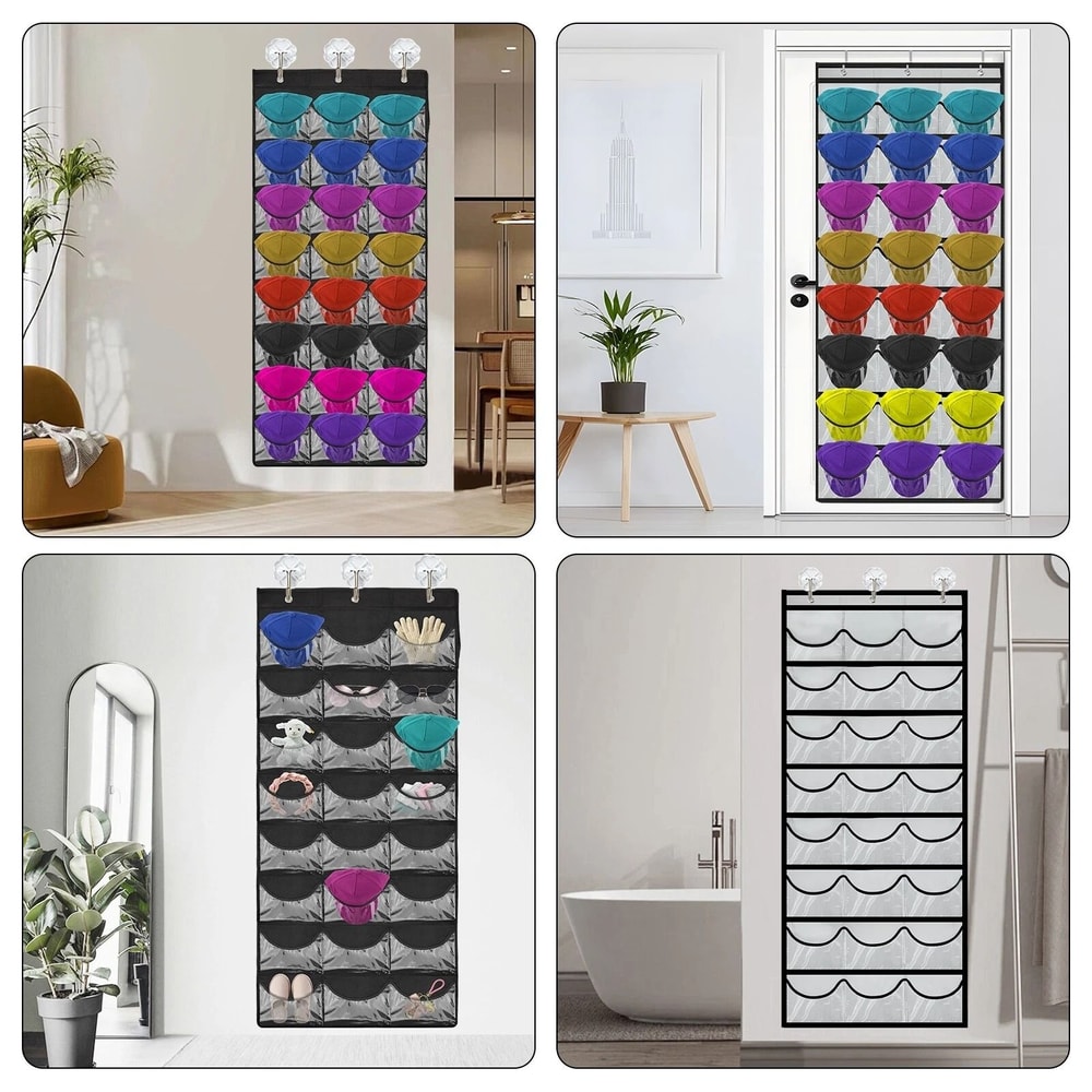 Baseball Cap Storage Holder Over Door Hat Organizer Rack Deep Pockets For Closet 1