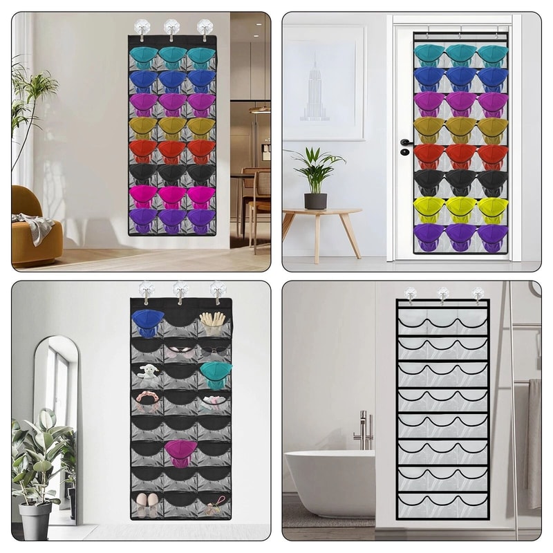 Baseball Cap Storage Holder Over Door Hat Organizer Rack Deep Pockets For Closet 1