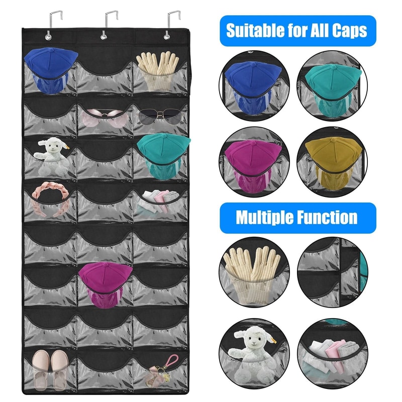 Baseball Cap Storage Holder Over Door Hat Organizer Rack Deep Pockets For Closet 6