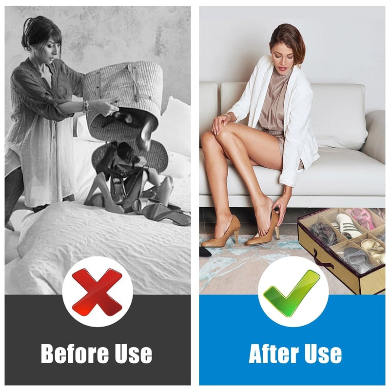 Zippered Shoe Storage Box Bag For Closet Organization Dustproof Under Bed Holder 2